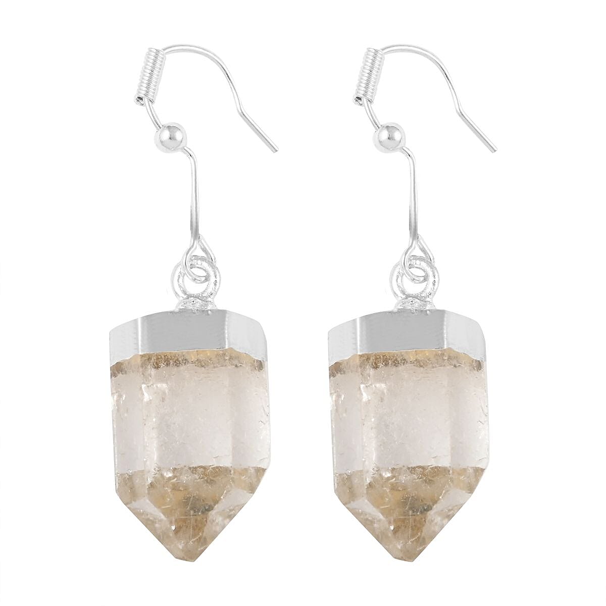 White Quartz Earrings in Silvertone 72.40 ctw image number 3