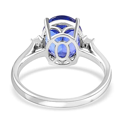 Rhapsody Certified and Appraised AAAA Tanzanite and E-F VS Diamond 4.35 ctw Accent Ring,  950 Platinum Ring, Tanzanite Jewelry For Her 5 Grams (Size 6.0)