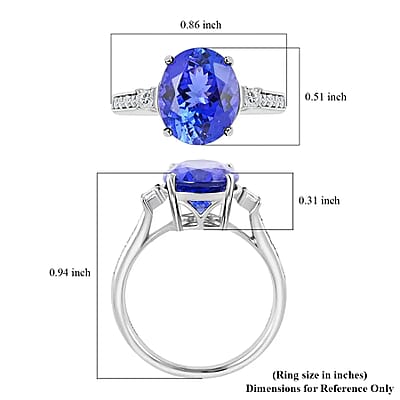 Rhapsody Certified and Appraised AAAA Tanzanite and E-F VS Diamond 4.35 ctw Accent Ring,  950 Platinum Ring, Tanzanite Jewelry For Her 5 Grams (Size 6.0)