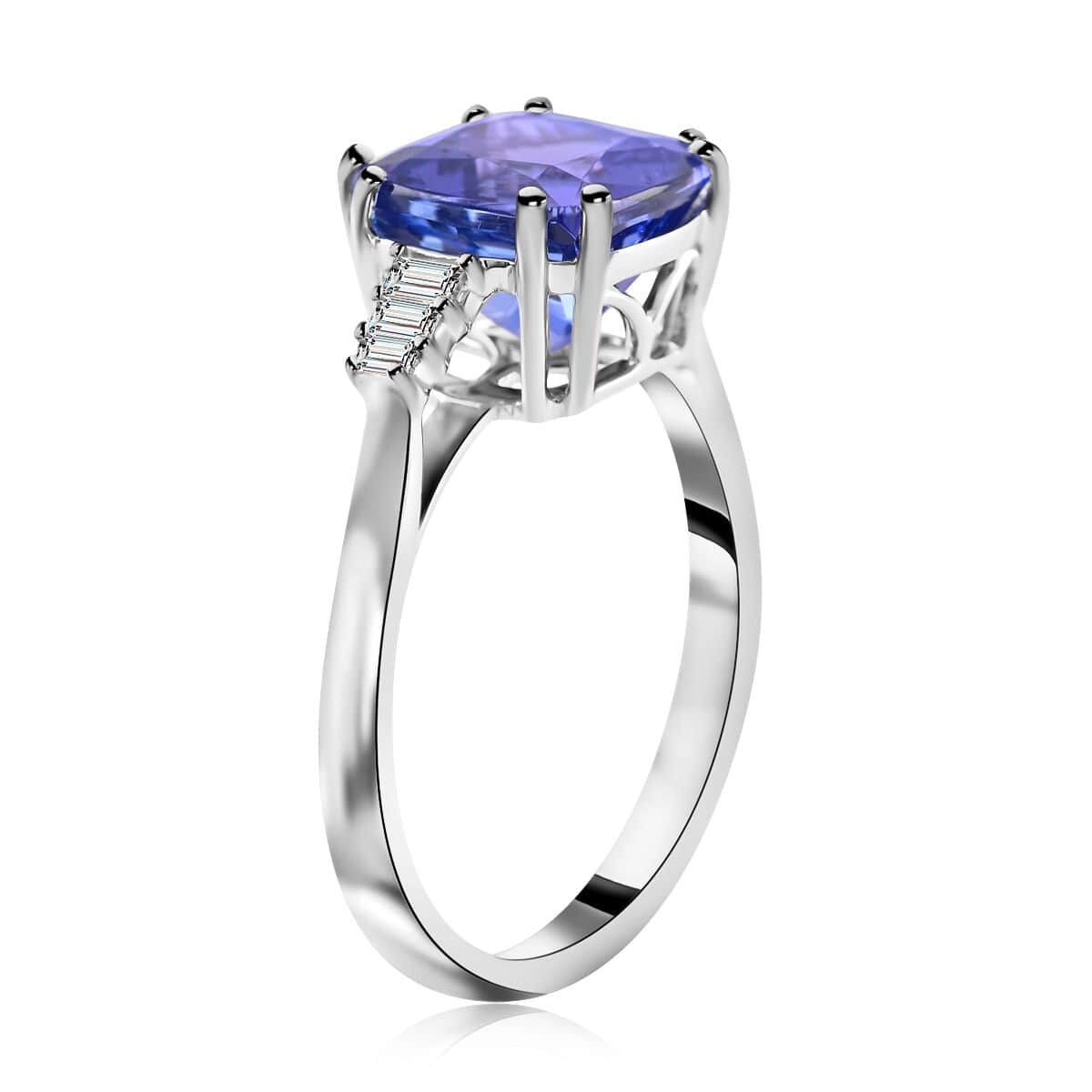 Certified and Appraised Rhapsody 950 Platinum AAAA Tanzanite and E-F VS Diamond Ring (Size 9.0) 4.65 Grams 3.40 ctw image number 3