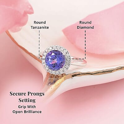 Certified and Appraised Rhapsody 950 Platinum AAAA Tanzanite and E-F VS Diamond Halo Ring (Size 10.0) 5.25 Grams 2.45 ctw