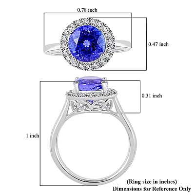 Certified and Appraised Rhapsody 950 Platinum AAAA Tanzanite and E-F VS Diamond Halo Ring (Size 10.0) 5.25 Grams 2.45 ctw