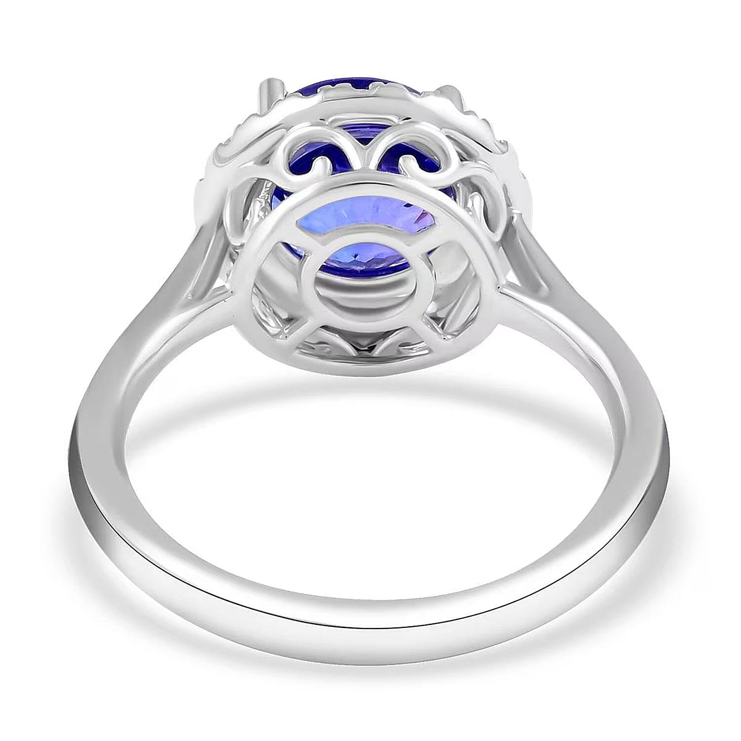 Certified and Appraised Rhapsody 950 Platinum AAAA Tanzanite and E-F VS Diamond Halo Ring (Size 10.0) 5.25 Grams 2.45 ctw