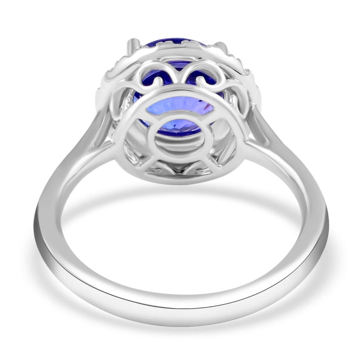 Certified and Appraised Rhapsody 950 Platinum AAAA Tanzanite and E-F VS Diamond Halo Ring (Size 6.0) 5.25 Grams 2.45 ctw image number 4