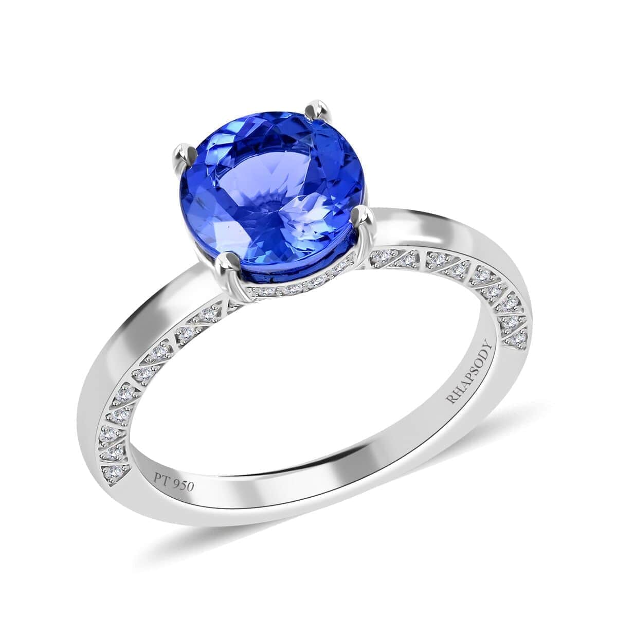 Certified & Appraised Rhapsody 950 Platinum AAAA Tanzanite and E-F VS Diamond Ring (Size 10.0) 5.70 Grams 2.50 ctw image number 0