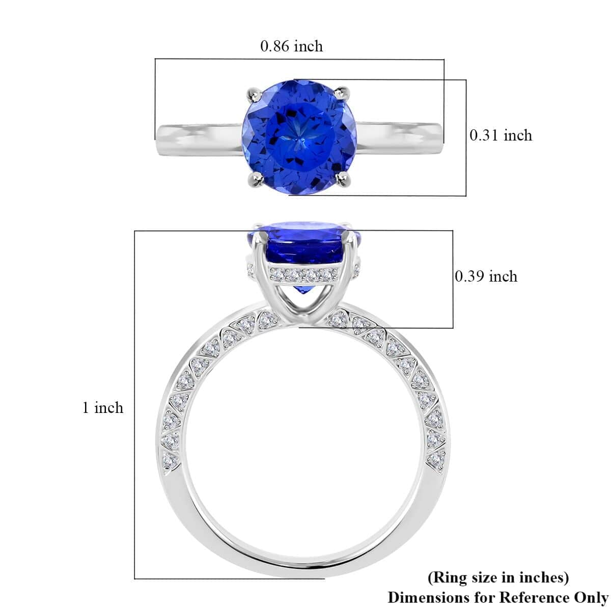 Certified & Appraised Rhapsody 950 Platinum AAAA Tanzanite and E-F VS Diamond Ring (Size 10.0) 5.70 Grams 2.50 ctw image number 4