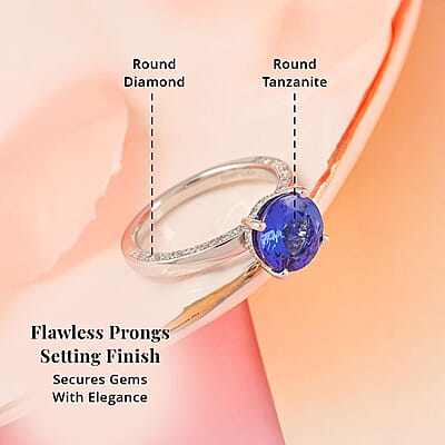 Certified & Appraised Rhapsody 950 Platinum AAAA Tanzanite and E-F VS Diamond Ring (Size 6.0) 5.70 Grams 2.50 ctw