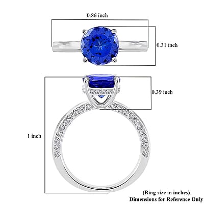 Certified & Appraised Rhapsody 950 Platinum AAAA Tanzanite and E-F VS Diamond Ring (Size 6.0) 5.70 Grams 2.50 ctw