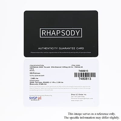 Certified & Appraised Rhapsody 950 Platinum AAAA Tanzanite and E-F VS Diamond Ring (Size 6.0) 5.70 Grams 2.50 ctw