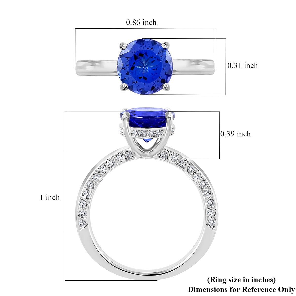 Certified & Appraised Rhapsody 950 Platinum AAAA Tanzanite and E-F VS Diamond Ring (Size 7.0) 5.70 Grams 2.50 ctw  image number 4
