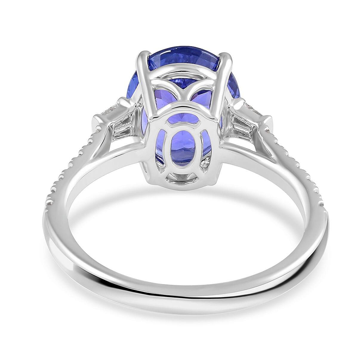 Certified & Appraised Rhapsody 950 Platinum AAAA Tanzanite and E-F VS Diamond Ring (Size 10.0) 4.60 Grams 3.70 ctw