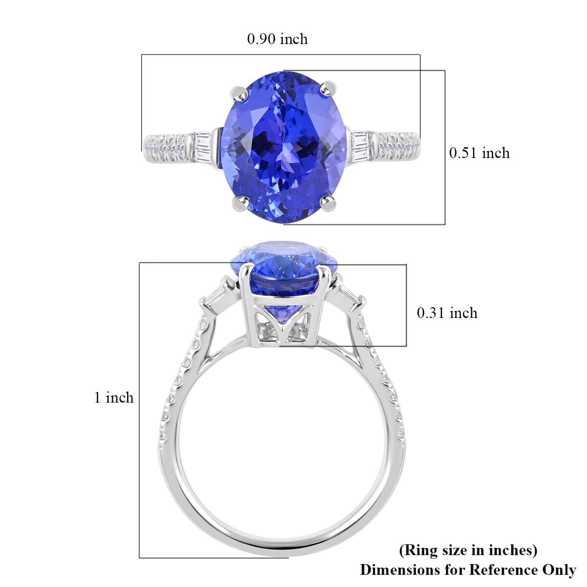 Certified Rhapsody 950 Platinum AAAA Tanzanite and E-F VS Diamond Ring 4.60 Grams 3.70 ctw (Del. in 10-15 Days) image number 5