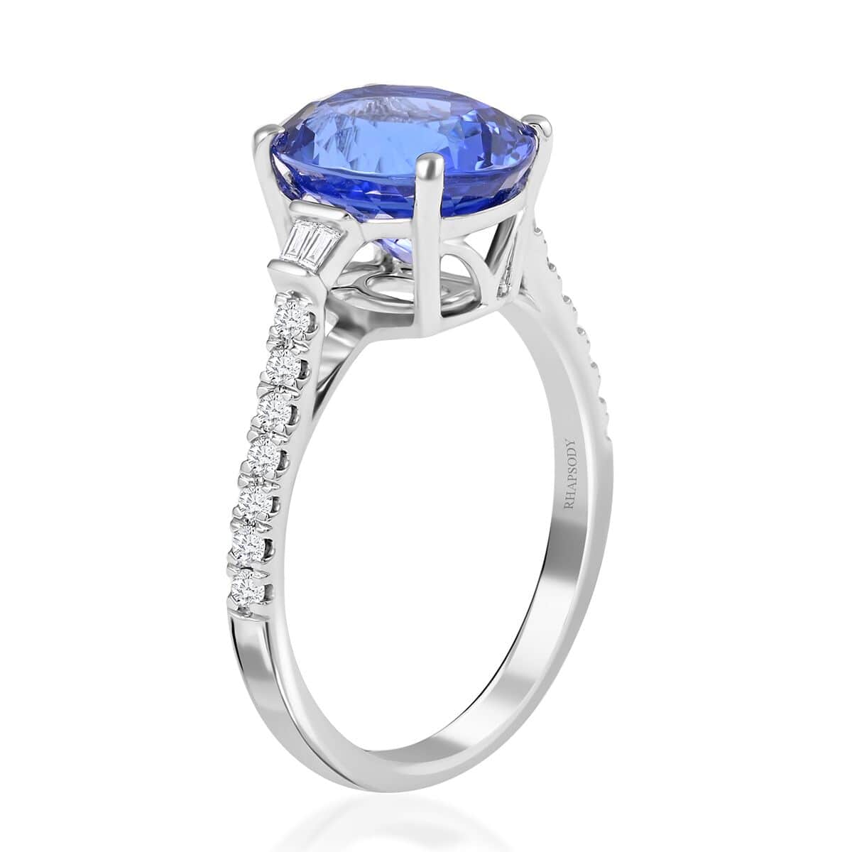 Certified & Appraised Rhapsody 950 Platinum AAAA Tanzanite and E-F VS Diamond Ring (Size 6.0) 4.60 Grams 3.70 ctw image number 3