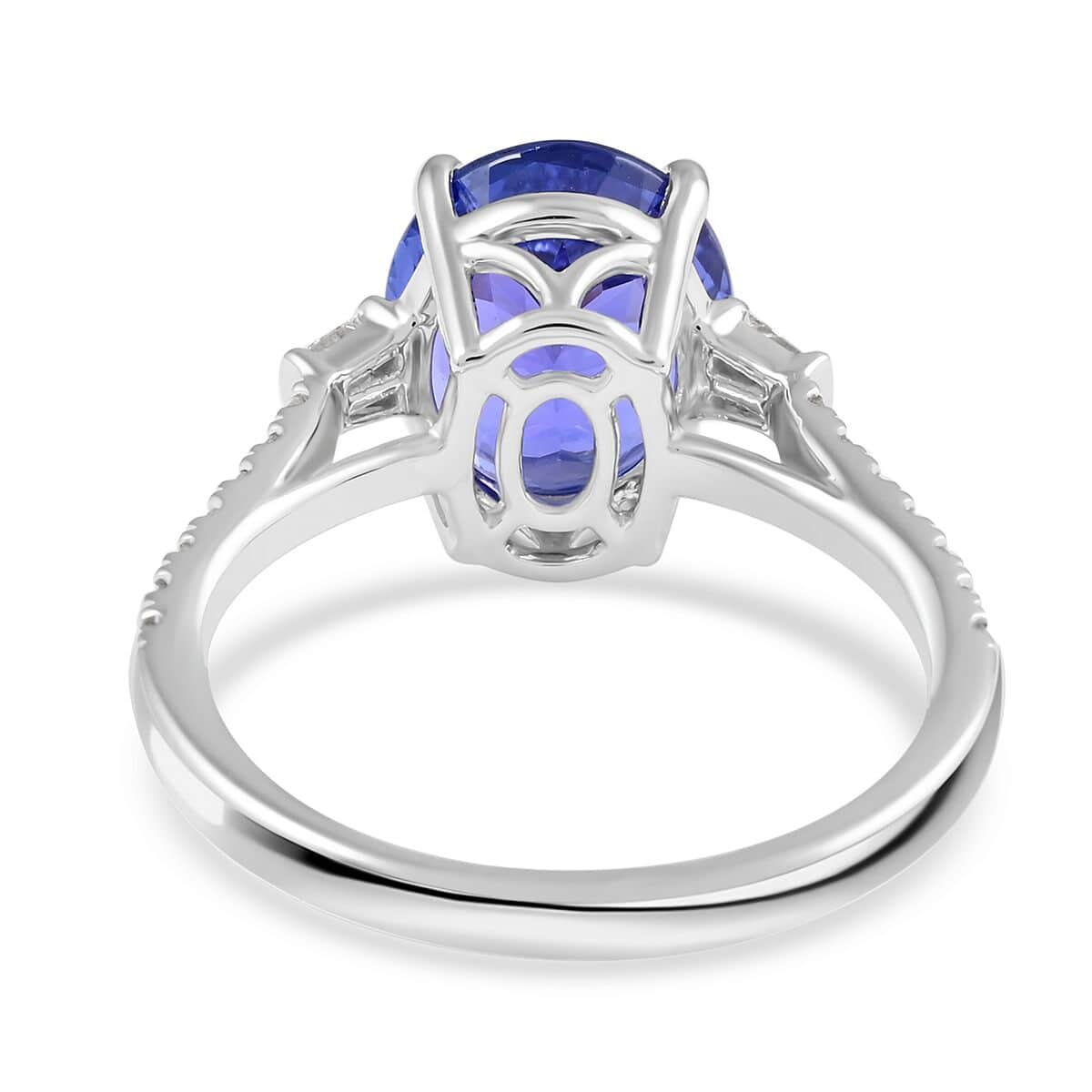 Certified & Appraised Rhapsody 950 Platinum AAAA Tanzanite and E-F VS Diamond Ring (Size 6.0) 4.60 Grams 3.70 ctw image number 4