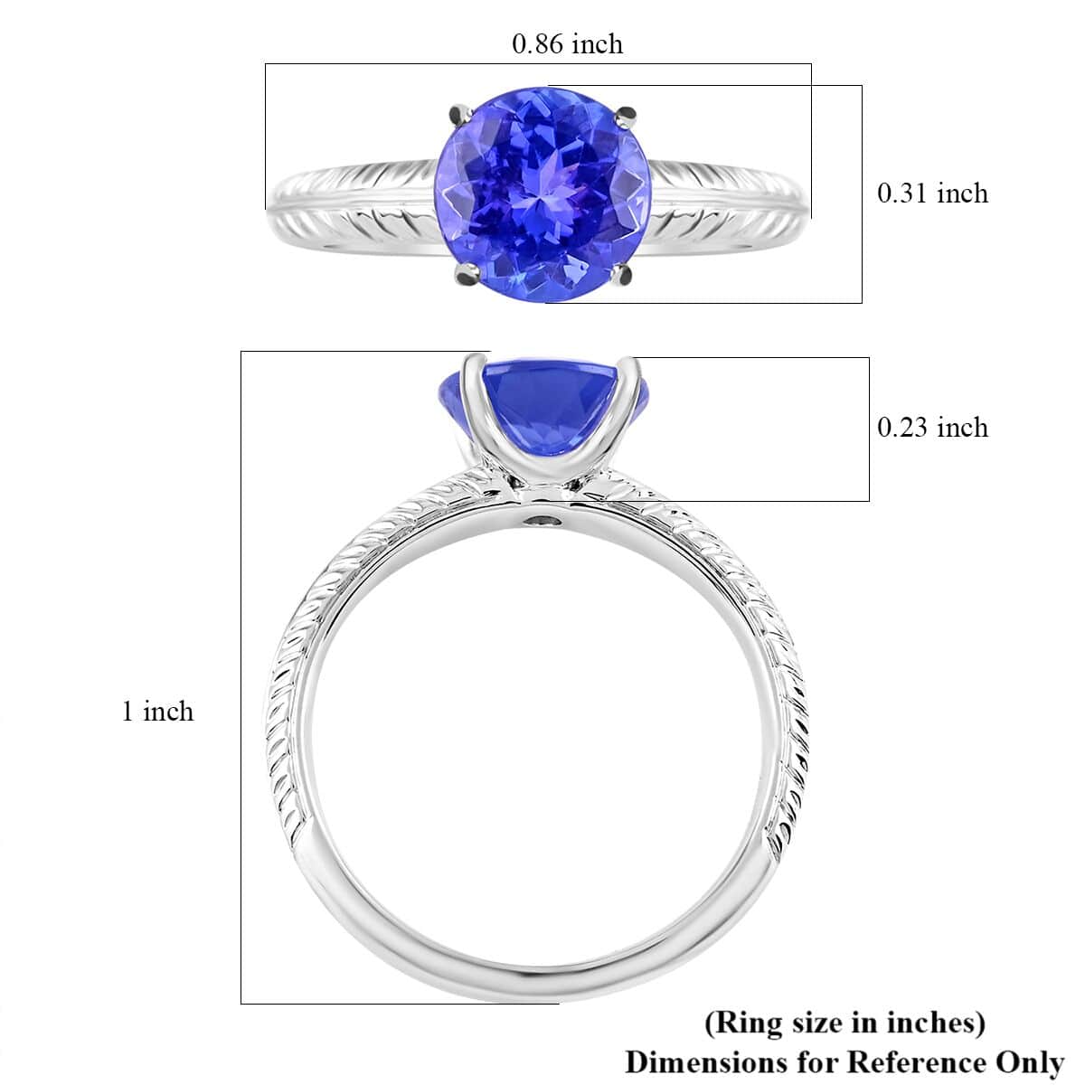 RHAPSODY 950 Platinum AAAA Tanzanite Solitaire Ring 4.75 Grams 1.50 ctw (Delivery in 10-15 Business Days) image number 4