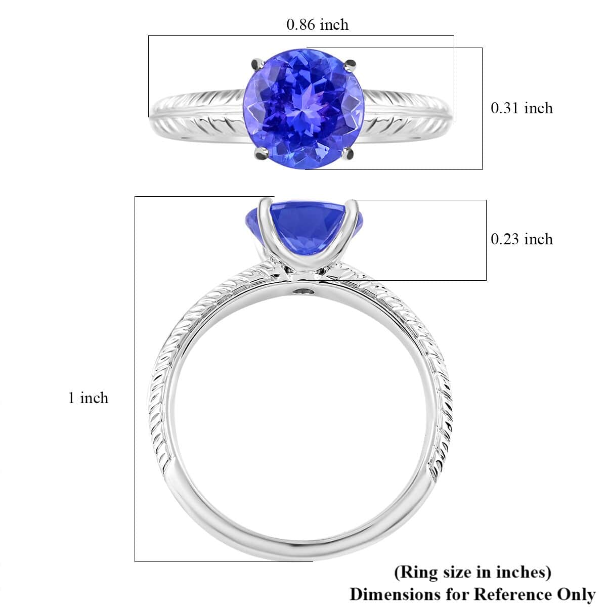 Rhapsody 950 Platinum AAAA Tanzanite Solitaire Ring (Size 6.0) 4.75 Grams 1.50 ctw image number 4