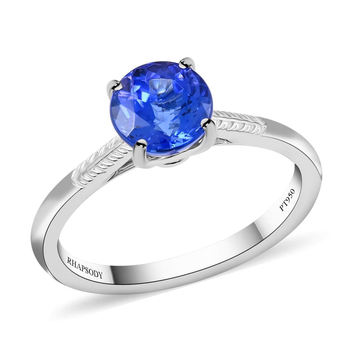 Certified & Appraised Rhapsody AAAA Tanzanite 1.50 ctw Solitaire Ring in 950 Platinum (Size 10.0) 4.10 Grams image number 0