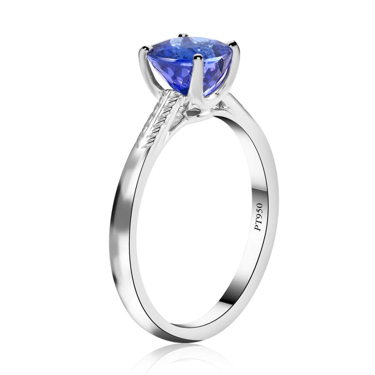 Certified & Appraised Rhapsody 950 Platinum AAAA Tanzanite Solitaire Ring 4.10 Grams 1.50 ctw (Del. 15-20 Days) image number 3