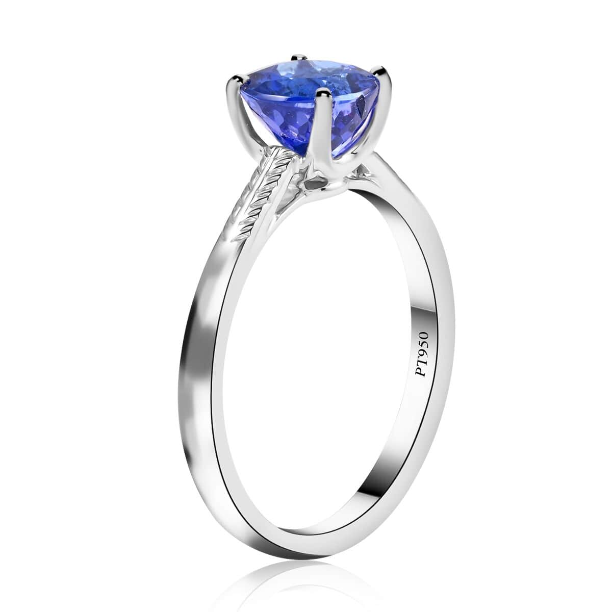 Certified & Appraised Rhapsody AAAA Tanzanite 1.50 ctw Solitaire Ring in 950 Platinum (Size 6.0) 4.10 Grams image number 3