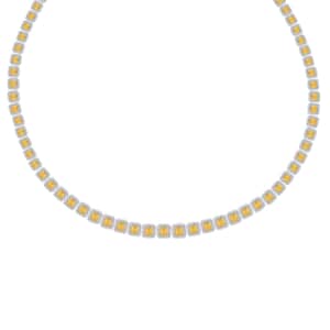 Modani 18K White Gold Natural Yellow and White Diamond SI2 Necklace 18 Inches 58.3 Grams 14.90 ctw