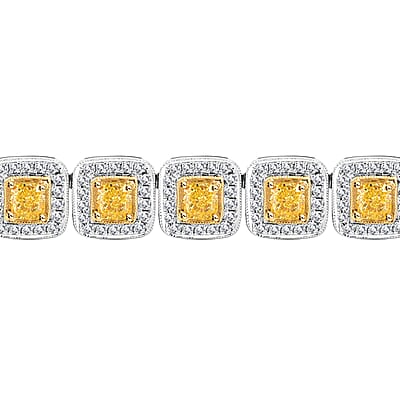 Ankur Treasure Chest Modani 18K White Gold Natural Yellow and White Diamond SI2 Necklace 18 Inches 58.3 Grams 14.90 ctw