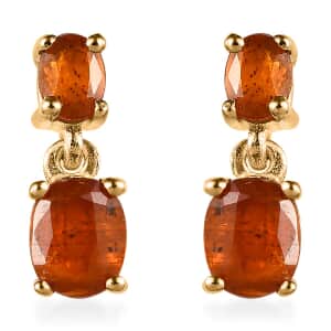 Premium Tangerine Kyanite Dangle Earrings in Vermeil Yellow Gold Over Sterling Silver 1.75 ctw