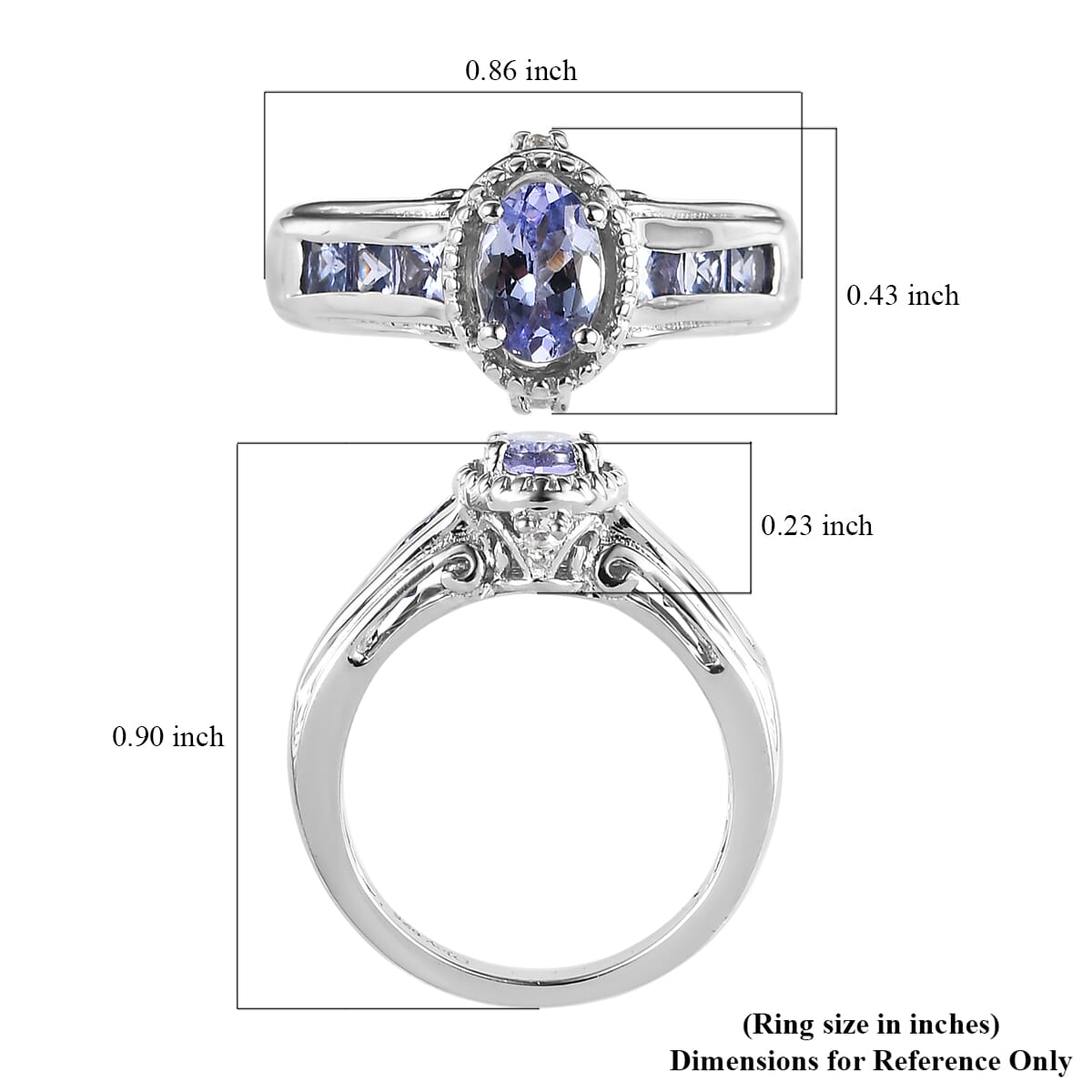 Tanzanite and White Topaz Ring in Platinum Over Sterling Silver 1.25 ctw image number 5