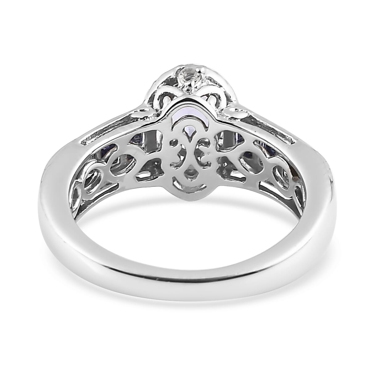 Tanzanite and White Topaz Ring in Platinum Over Sterling Silver (Size 8.0) 1.25 ctw image number 4