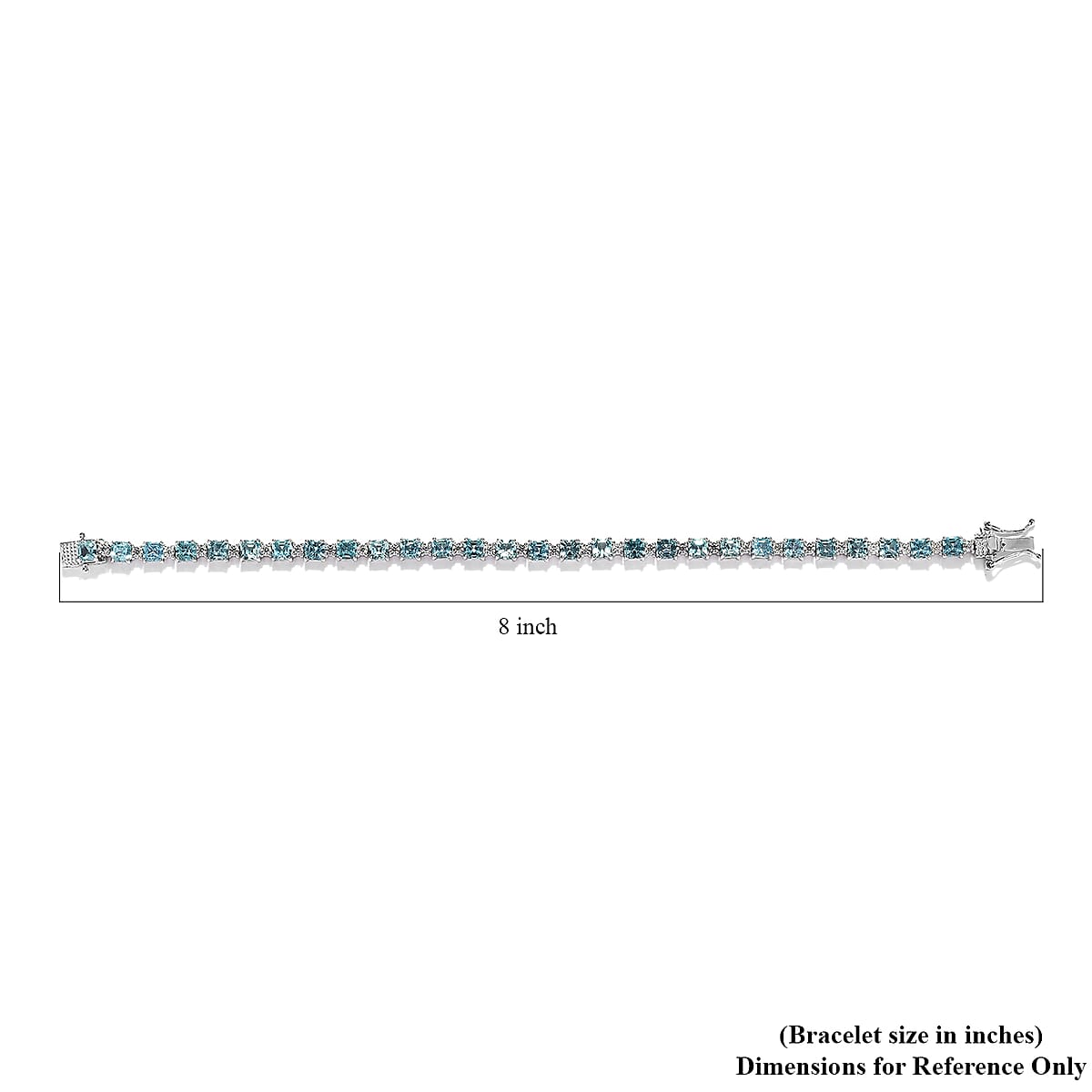 Asscher Cut Madagascar Paraiba Apatite and Moissanite Tennis Bracelet in Platinum Over Sterling Silver (7.25 In) 11.00 ctw image number 4