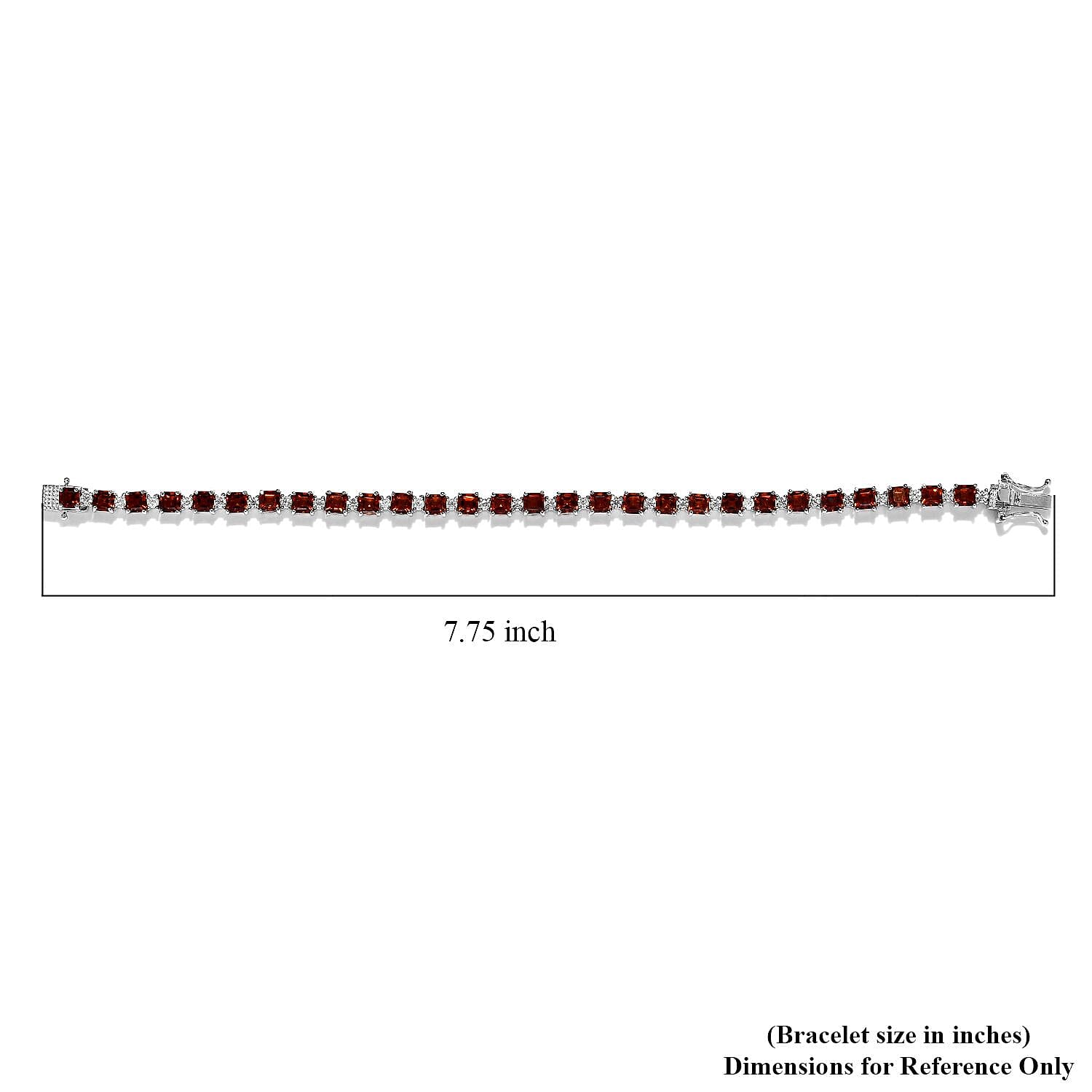 Asscher Cut Brazilian Cherry Citrine and Moissanite Tennis Bracelet in Platinum Over Sterling Silver (7.25 In) 9.90 ctw