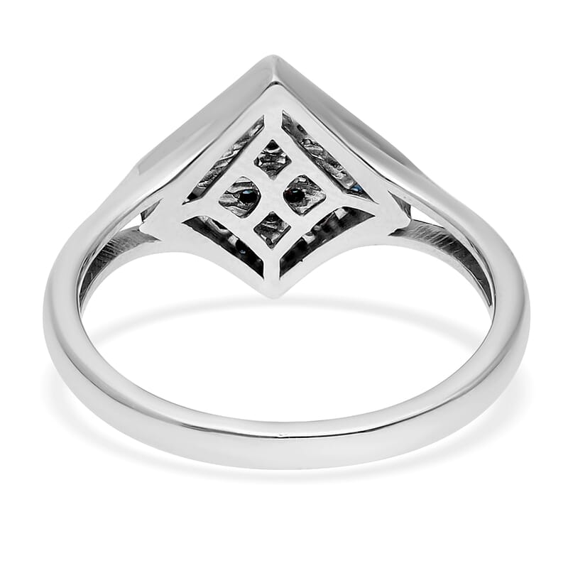 Venice Blue Diamond I1-I2 Ring in Platinum Over Sterling Silver (Size 10.0) 0.25 ctw