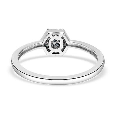 Venice Blue Diamond I1-I2 Hexagon Shape Cluster Ring in Platinum Over Sterling Silver (Size 10.0) 0.20 ctw