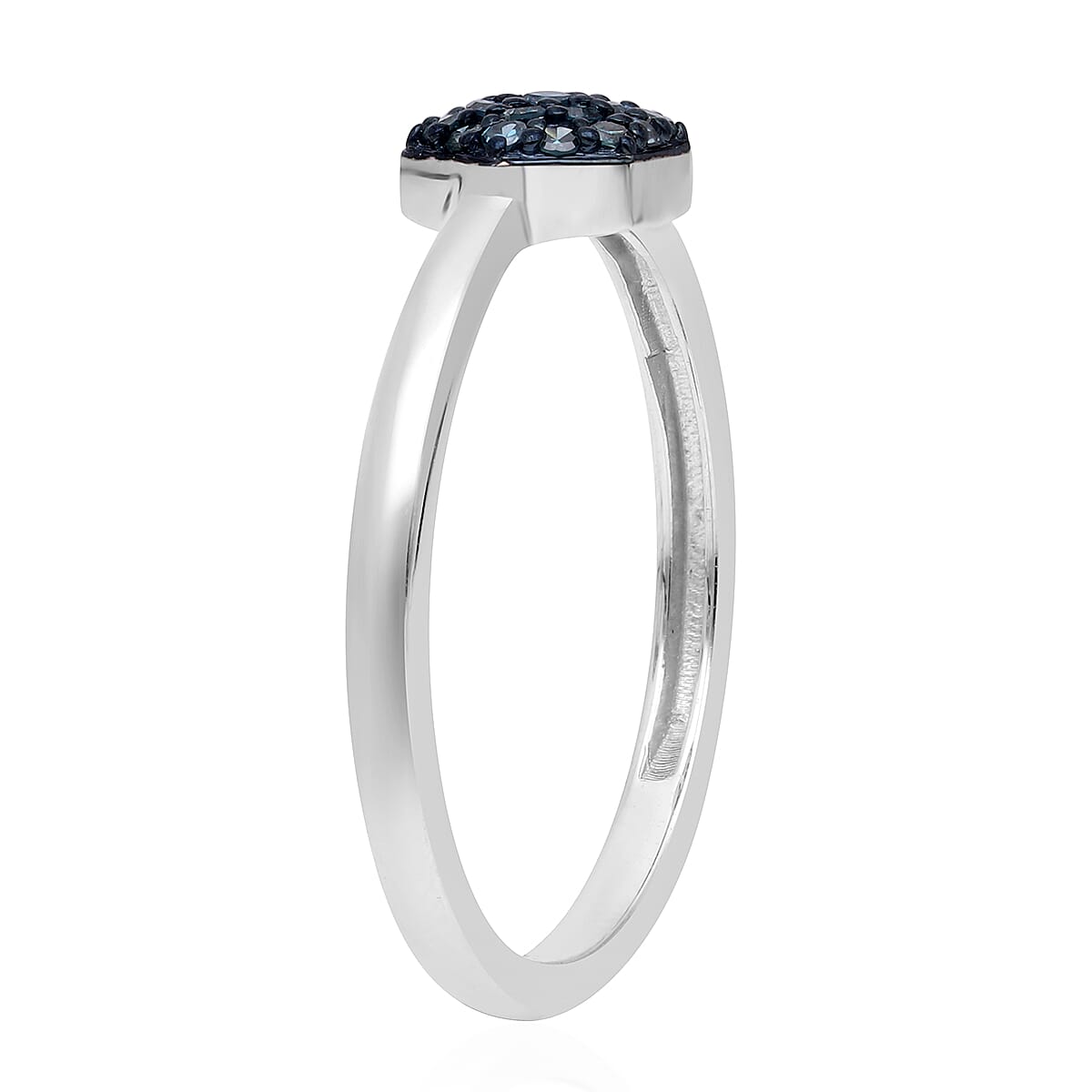 Venice Blue Diamond I1-I2 Hexagon Shape Cluster Ring in Platinum Over Sterling Silver (Size 7.0) 0.20 ctw