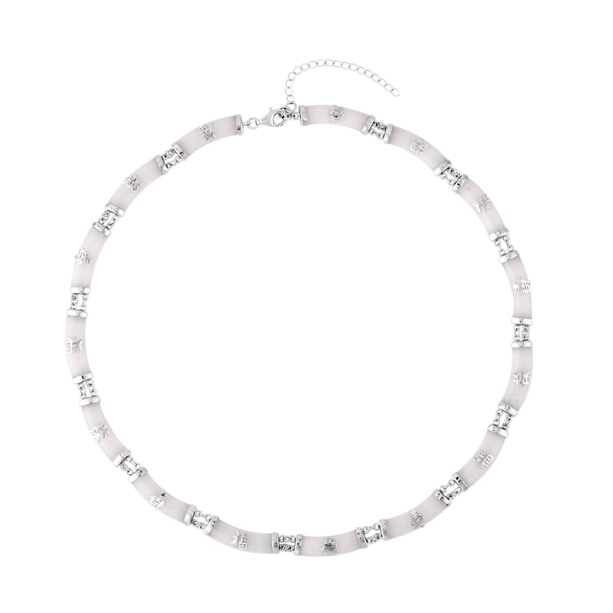 Natural Jade Chinese Characters Necklace 18-20 Inches in Platinum Over Sterling Silver 96.50 ctw image number 0