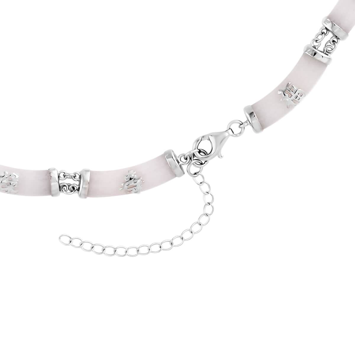 Natural Jade Chinese Characters Necklace 18-20 Inches in Platinum Over Sterling Silver 96.50 ctw image number 3