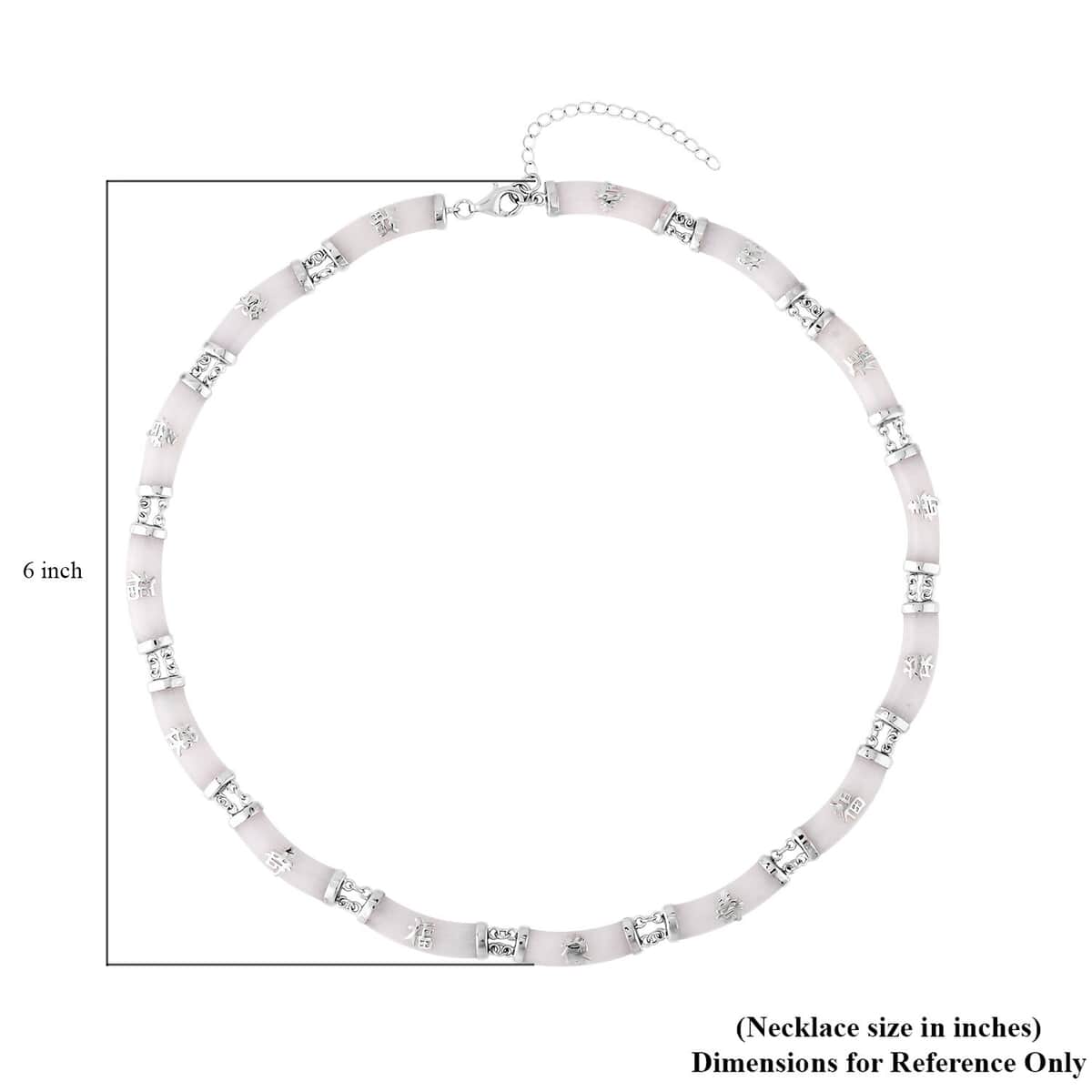 Natural Jade Chinese Characters Necklace 18-20 Inches in Platinum Over Sterling Silver 96.50 ctw image number 4