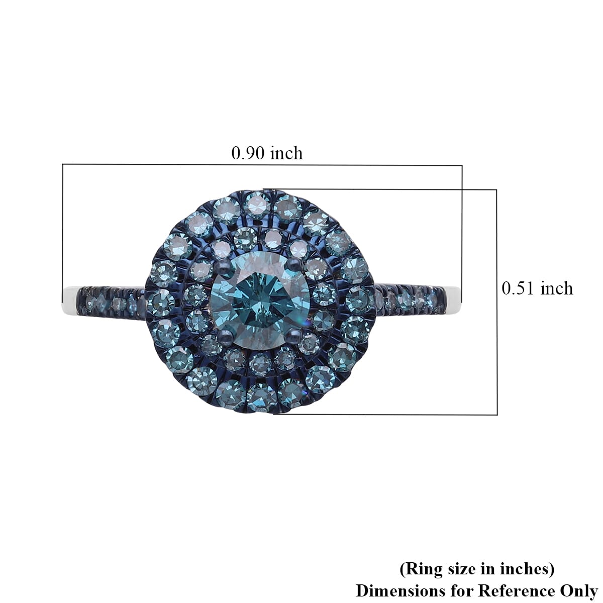 Luxoro 10K White Gold Venice Blue Diamond (I1-I2) Halo Ring (Size 10.0) (2.5 g) 1.00 ctw image number 5