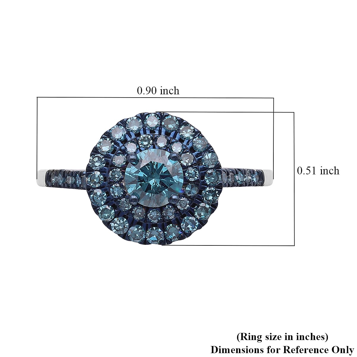 Luxoro 10K White Gold Venice Blue Diamond I1-I2 Double Halo Ring (Size 8.0) 1.00 ctw image number 5