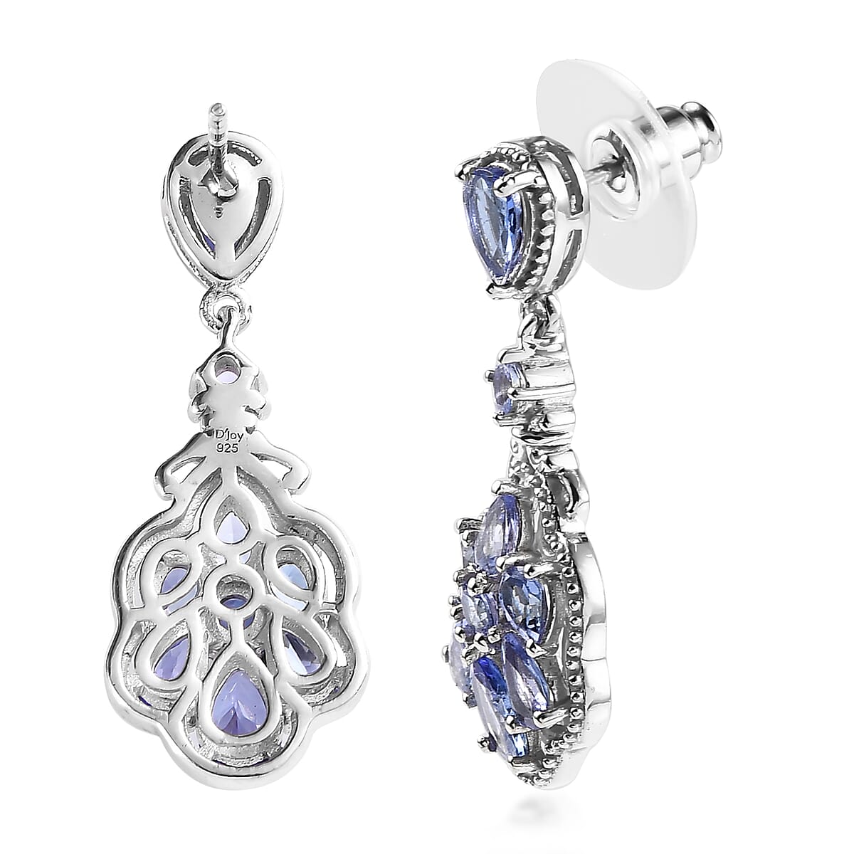 Tanzanite Dangle Earrings in Platinum Over Sterling Silver 3.50 ctw image number 3