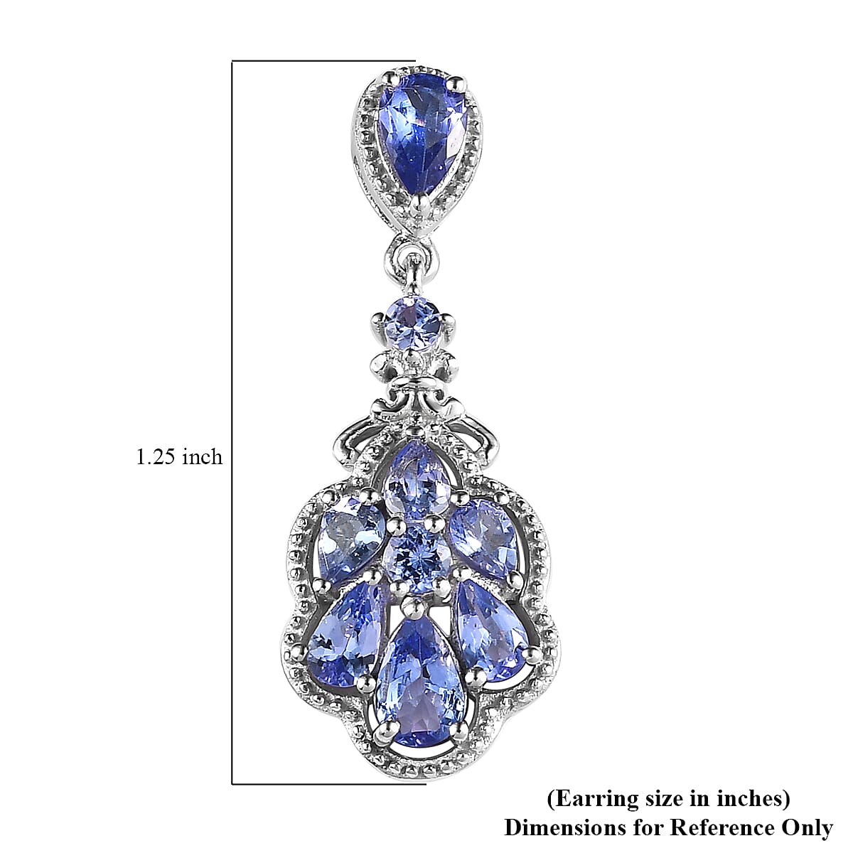 Tanzanite Dangle Earrings in Platinum Over Sterling Silver 3.50 ctw image number 4
