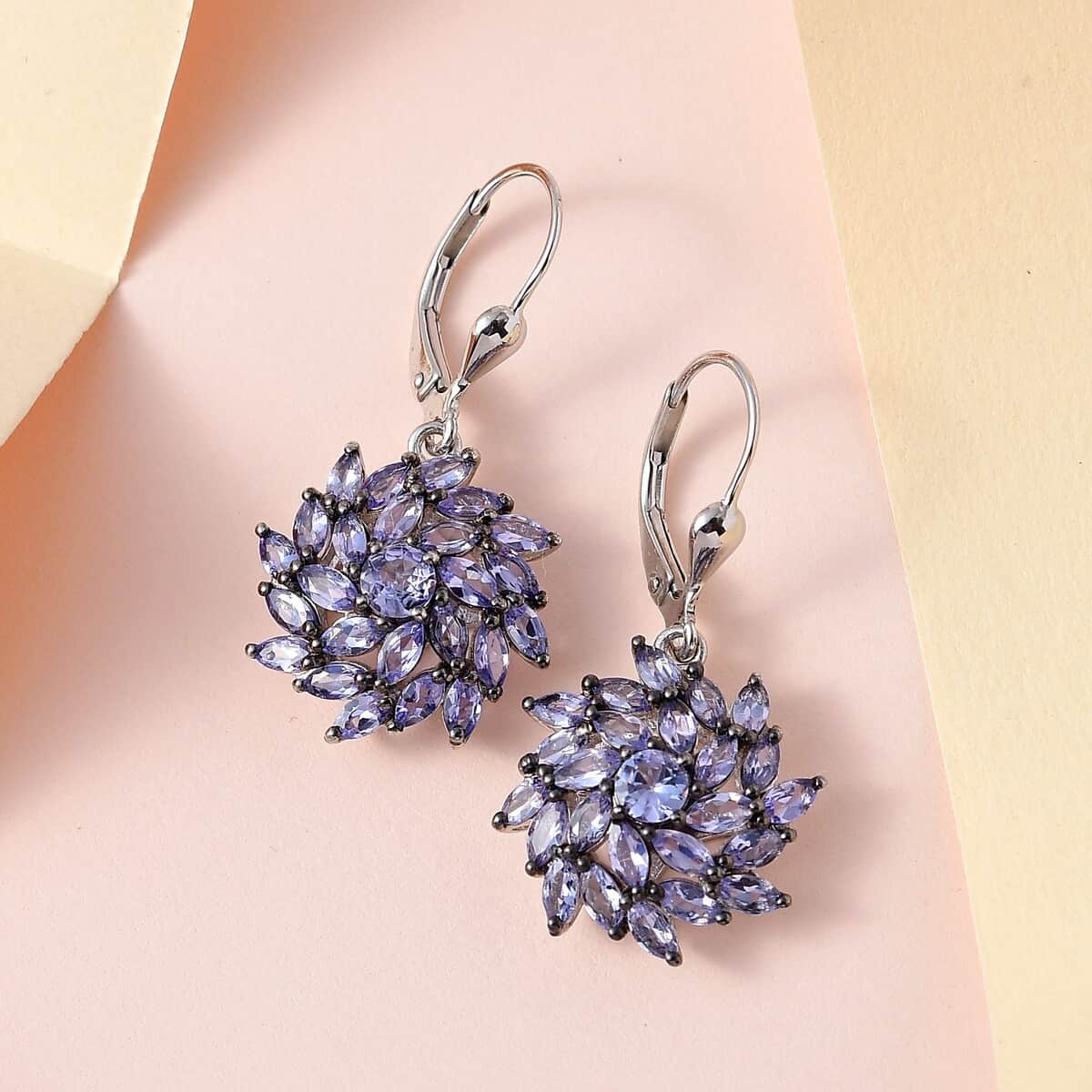 Tanzanite Floral Spray Earrings in Platinum Over Sterling Silver 5.00 ctw image number 1