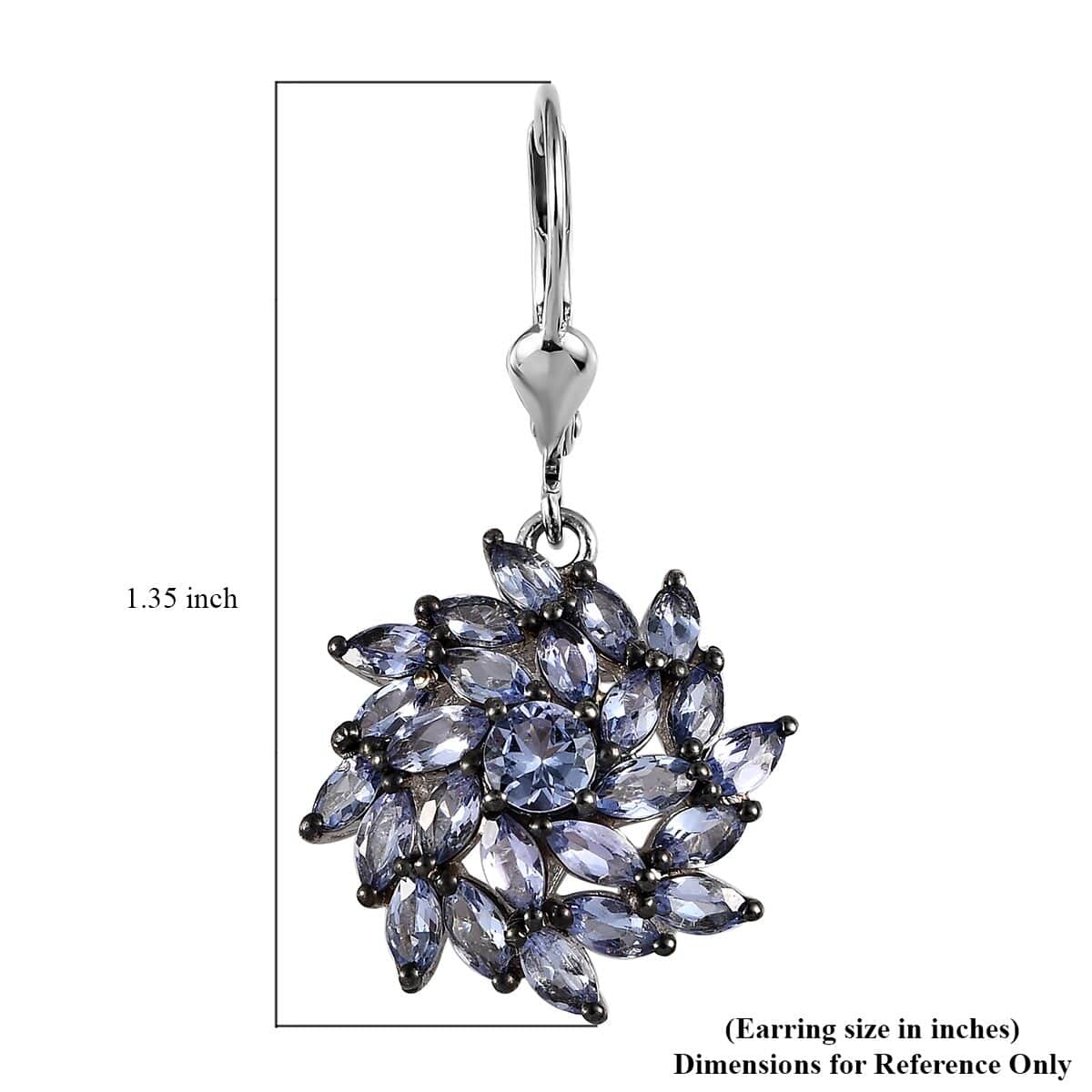 Tanzanite Floral Spray Earrings in Platinum Over Sterling Silver 5.00 ctw image number 4