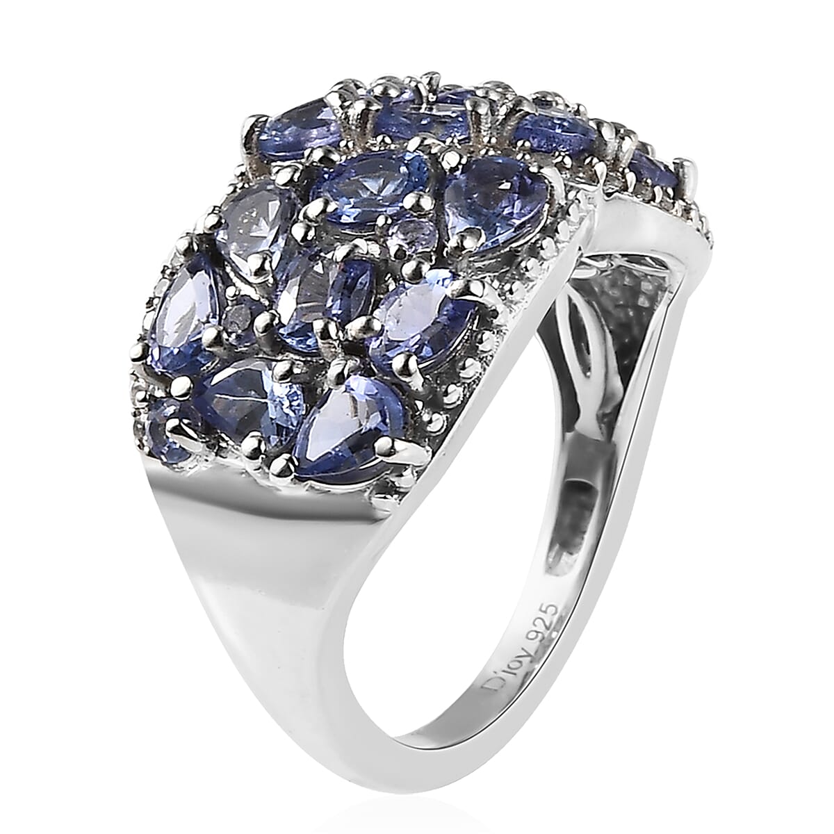 Tanzanite and White Zircon Ring in Platinum Over Sterling Silver 2.15 ctw image number 3