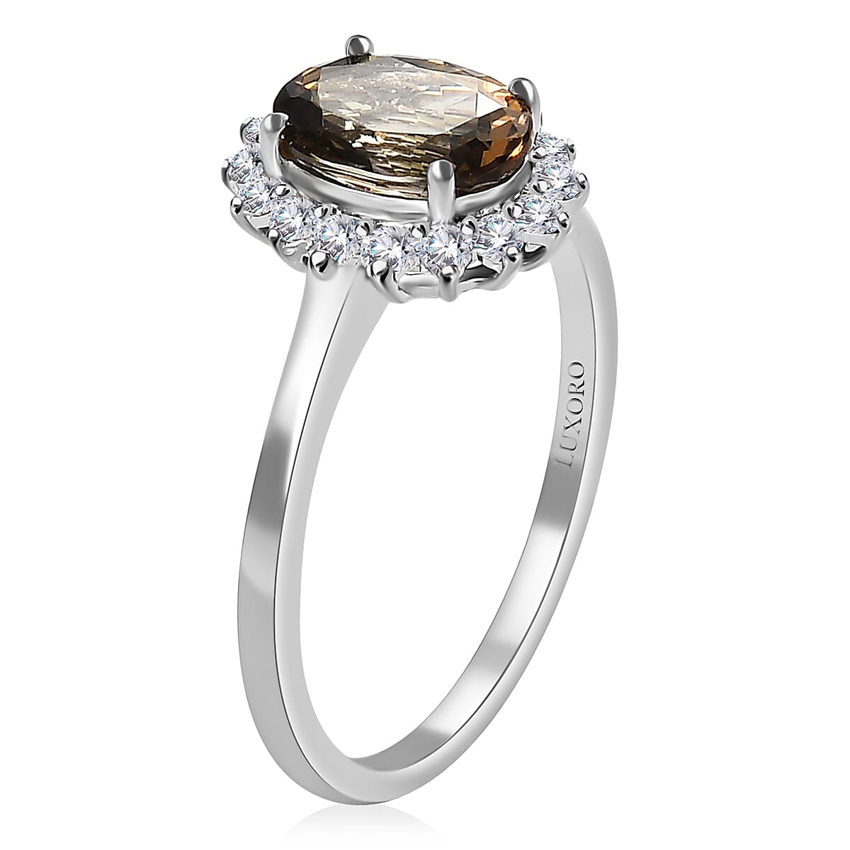 Luxoro 10K White Gold Premium Golden Tanzanite and Moissanite Sunburst Ring (Size 10.0) 1.85 ctw