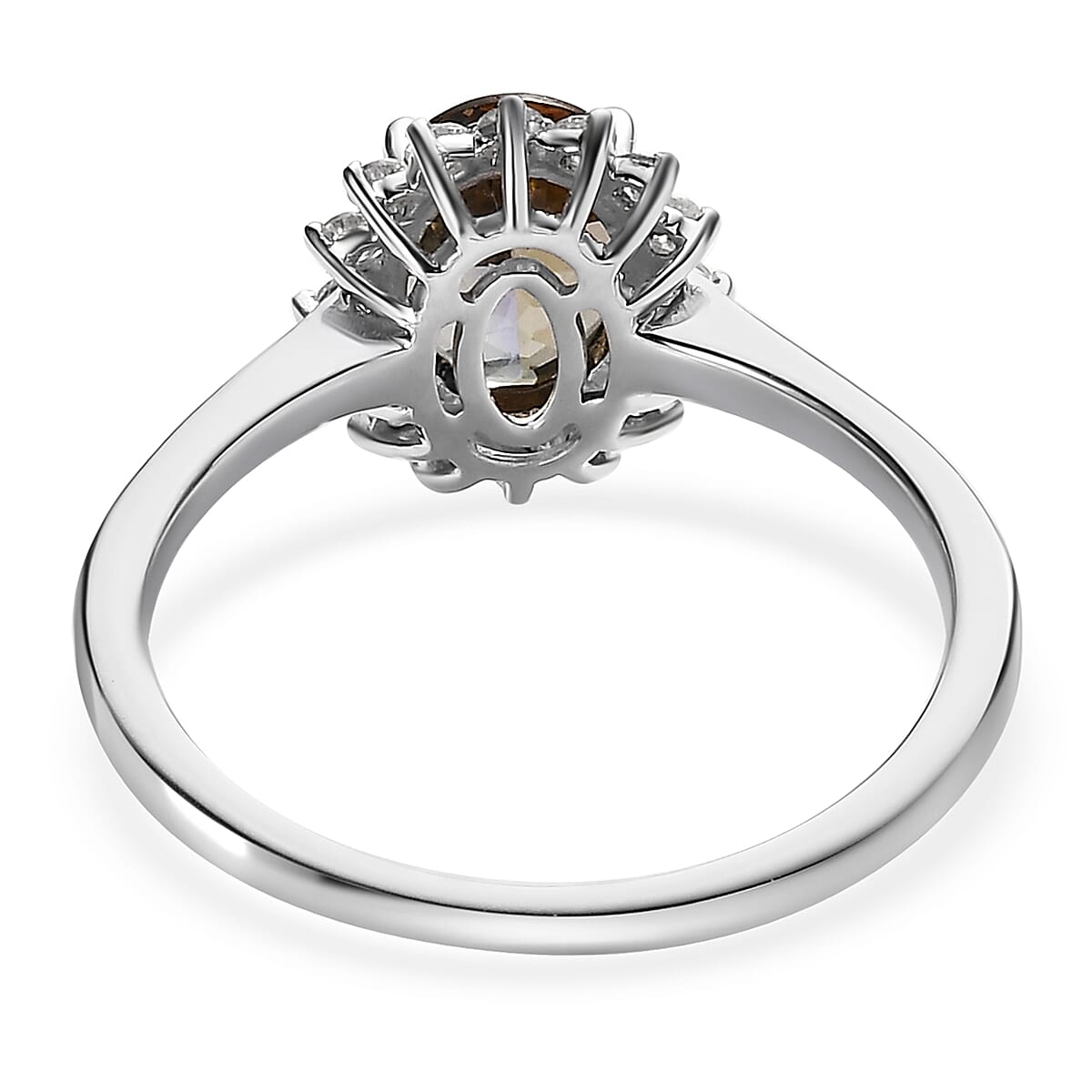 Luxoro 10K White Gold Premium Golden Tanzanite and Moissanite Sunburst Ring (Size 10.0) 1.85 ctw
