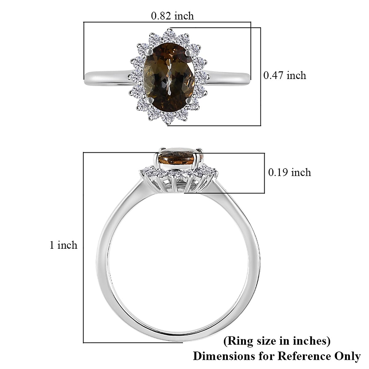 Luxoro 10K White Gold Premium Golden Tanzanite and Moissanite Sunburst Ring (Size 10.0) 1.85 ctw