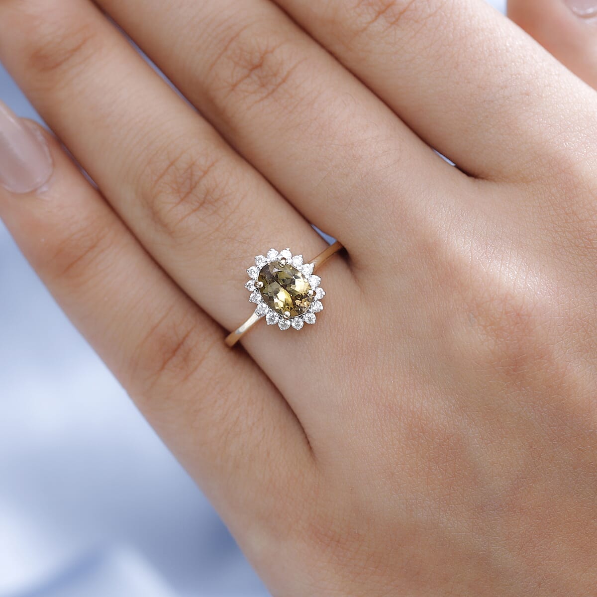 Luxoro 10K White Gold Premium Golden Tanzanite and Moissanite Sunburst Ring (Size 7.0) 1.85 ctw image number 2