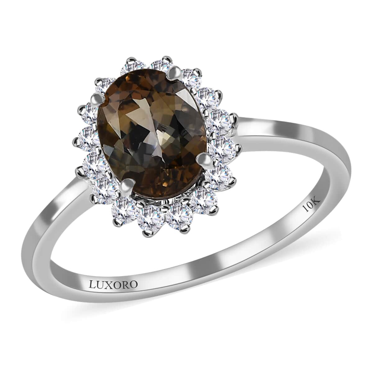 Luxoro 10K White Gold Premium Golden Tanzanite and Moissanite Sunburst Ring (Size 8.0) 1.85 ctw image number 0