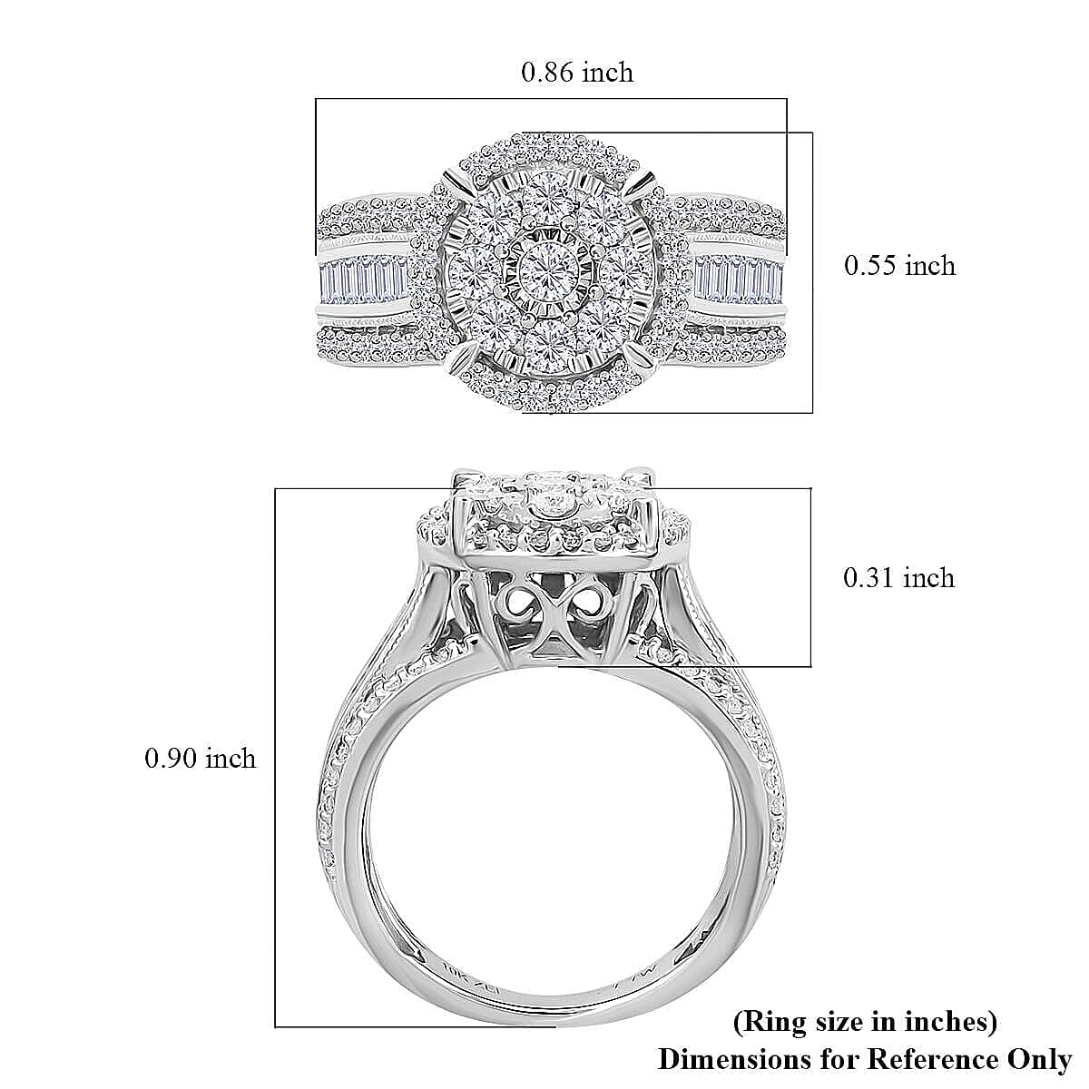 10K White Gold G-H I2-I3 Diamond Ring (Size 10.0) 5.10 Grams 1.00 ctw (Delivery in 10-15 Business Days)