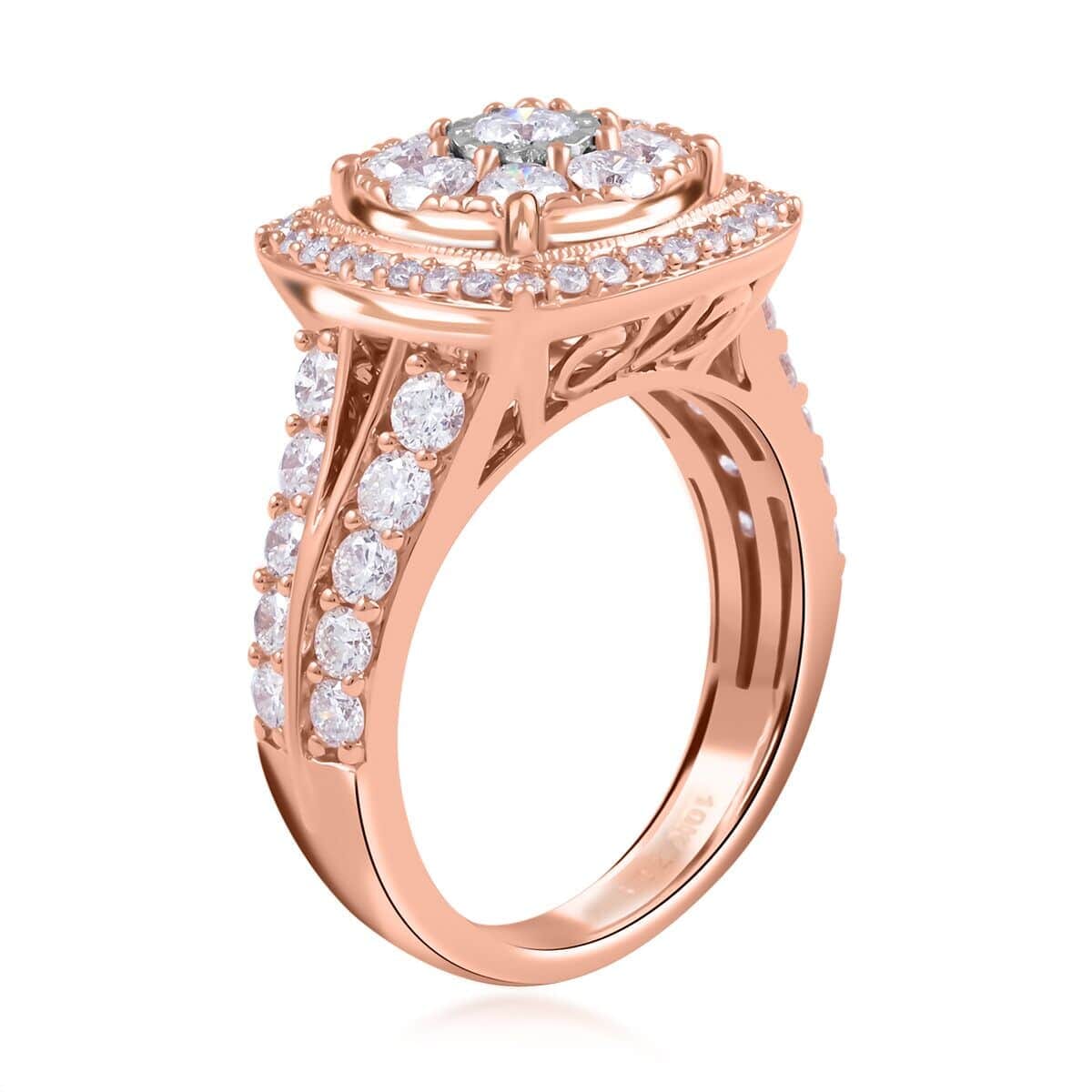 10K Rose Gold G-H SI Diamond Square Shaped Ring (Size 7.0) 7.30 Grams 2.00 ctw image number 3